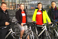 John a Iestyn y tu allan i'r Senedd gyda Rhodri Glyn Thomas a Darren Miller