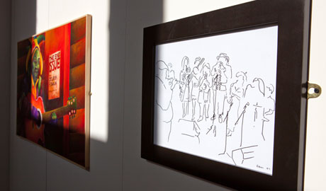 Work on show at the BigLittleCity exhibition. Photograph: Dan Green