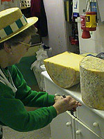 Picture of Jenny Gane cutting cheese