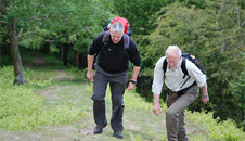 Jim and Derek making their way up a steep section of offa's dyke