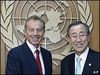 Ông Tony Blair và Tổng Thư ký LHQ Ban Ki-moon