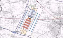 Map of proposed airport site between Coventry and Rugby 