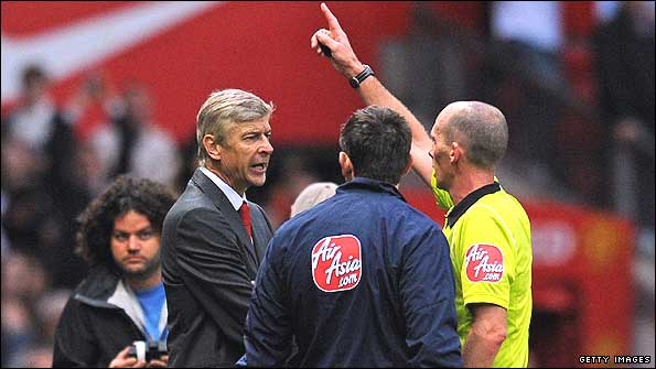 Arsene Wenger is sent to the stands