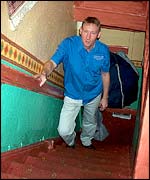 Phil on the haunted stairs