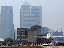 Plane taking off from London City Airport