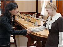 Юлія Тимошенко з представницею МВФ