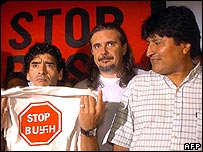 Diego Maradona ve Evo Morales 