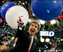 Kerry při projevu před delegáty sjezdu Demokratické strany