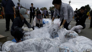 活动人士准备向朝鲜抛撒传单