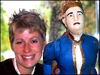 Rachel Wragg with figurehead from a Thames launch