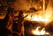 Firefighters trying to out bushfires