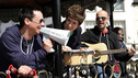 Greg James, Dave and Dom go busking