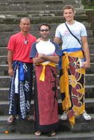 The boys at a temple in sarongs