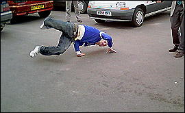 Jake Ingram-Dodd shows his break dancing moves