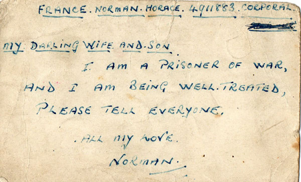 Prisoner of war postcard