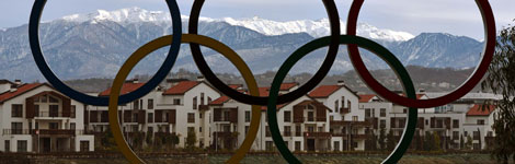 A view of Sochi through the Olympic rings