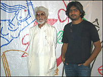 मक़बूल फ़िदा हुसैन और उनके बेटे उवैस हुसैन