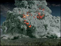 Simulação de erupção