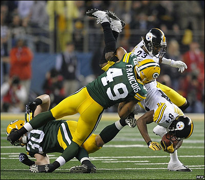 Una acción del partido del Superbowl