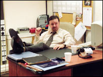 David Brent puts his feet up