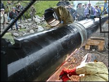 خط لوله نفتی که از مرز اوستیای شمالی و جنوبی می گذرد