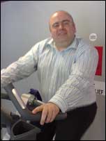 Andy gets on his bike