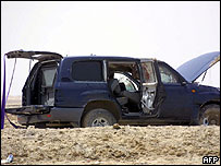 Automobil potřísněný krví, Basra, Irák