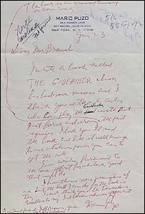 Carta de Mario Puzo, o escritor do livro O Poderoso Chefão, a Marlon Brando