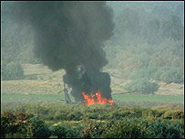 Стовп диму на місці катастрофи американського вертольота в Іраку