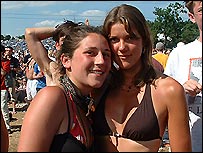 Festival-goers at Glastonbury 2003