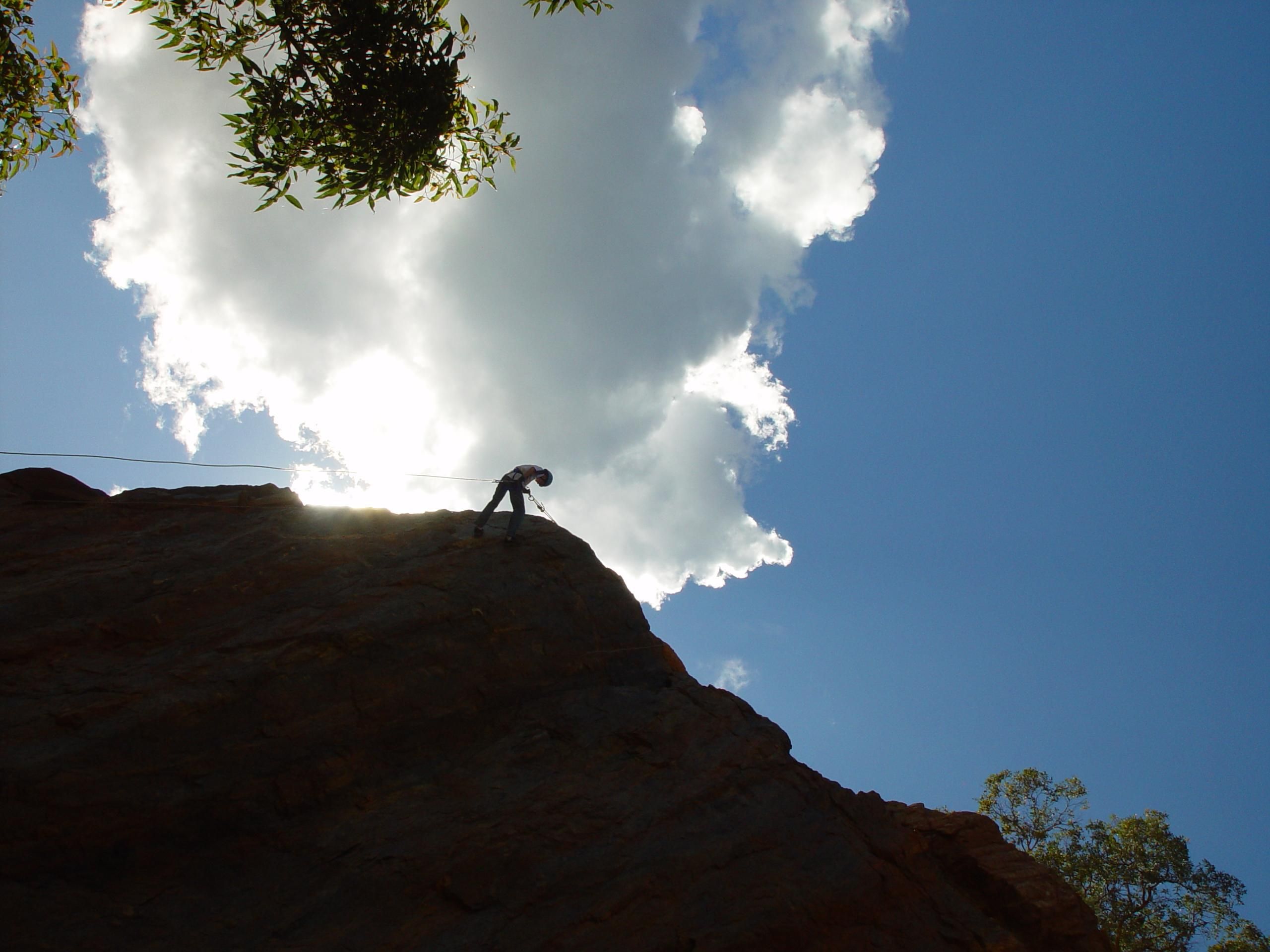 Man climbing on mountain