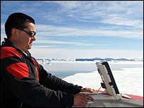 Kevin Bird with the tiny transmission unit