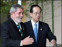 Lula e o primeiro-ministro japonês Yasuo Fukuda
