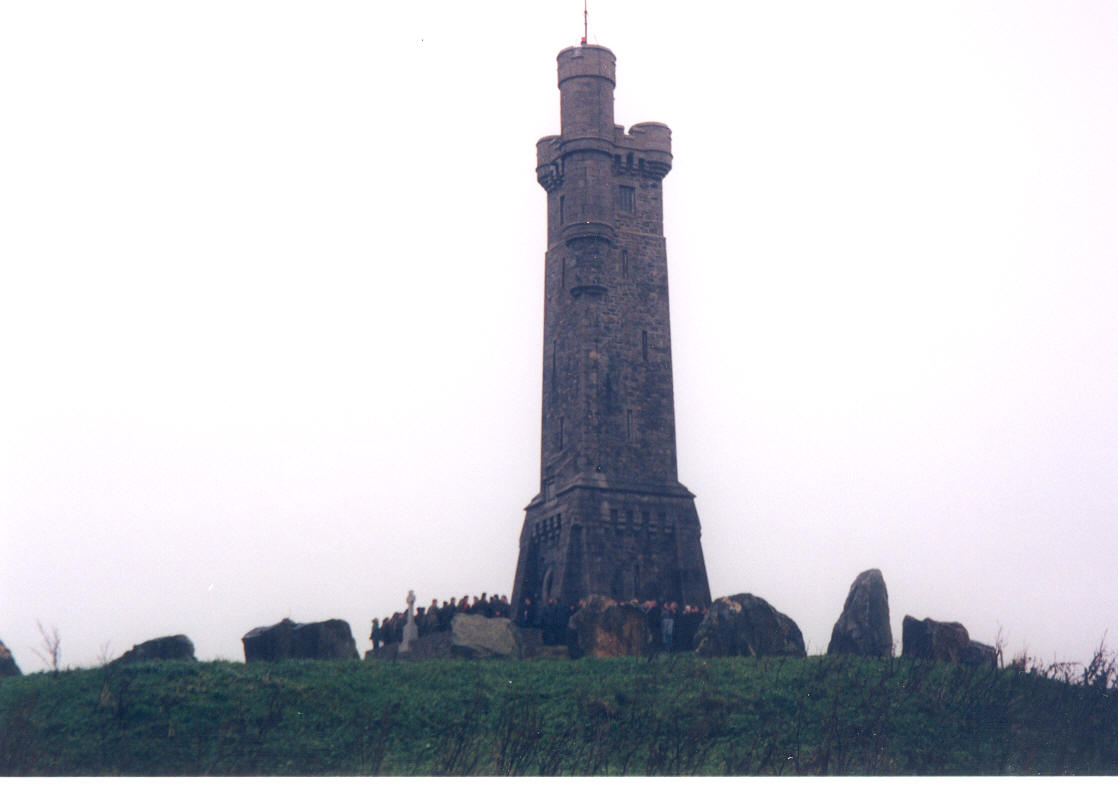 Lewis War Memorial. A crowd has gathered for the 2005 Remembrance Sunday