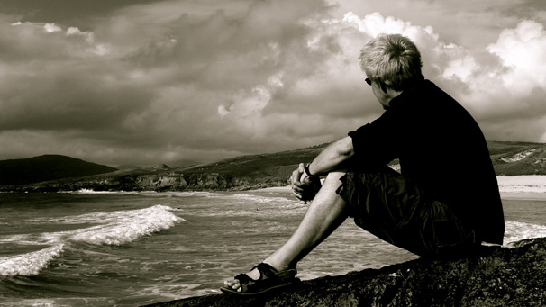 Man enjoying view at South Harris