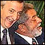 O presidente da Argentina, Néstor Kirchner, e o presidente do Brasil, Luiz Inácio Lula da Silva, parceiros do Mercosul