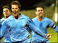 Footballer celebrating