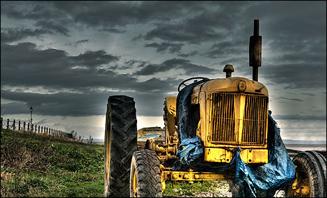 Lytham shrimper's tractor on the front at Lytham. Picture sent in by Richard Webb 