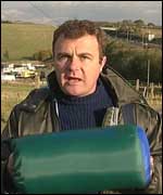 Paul Ross with his sleeping bag