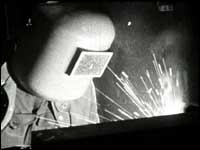 Welder in a shipyard
