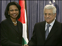صدر محمود عباس اور امریکی وزیر خارجہ کونڈولیزا رائس