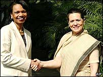 Rice e Sonia Gandhi
