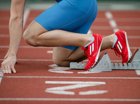 A man ready to start a race