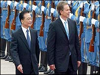 Tony Blair e Wen Jiabao na China
