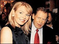 Havel with his wife.