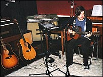Nine Black Alps' Sam Forrest in the studio