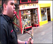 Joey Chickenskin on the kazoo