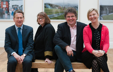 The four Art Fund Prize judges at Mostyn: Michael Portillo, Kathy Gee, Lars Tharp and Charlotte Higgins. Photo: Martin Lyons