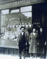 Granelli family standing outside of shop