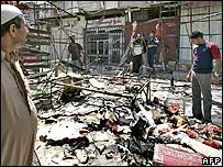 Destroços em mercado atingido por explosão